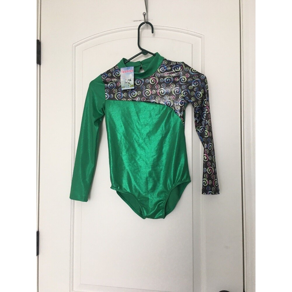 Girls Print Leotard Bodysuit Dance Ballet Green Size Unknown - Picture 1 of 10